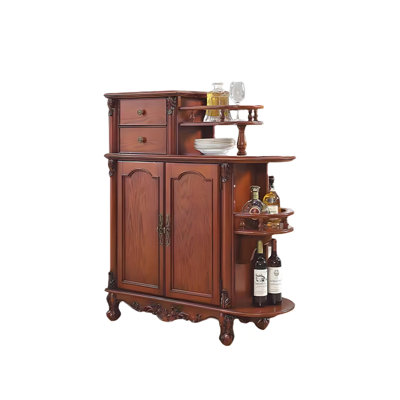 41.34"Brown Solid Wood Rubberwood Entryway Cabinet,2-drawer