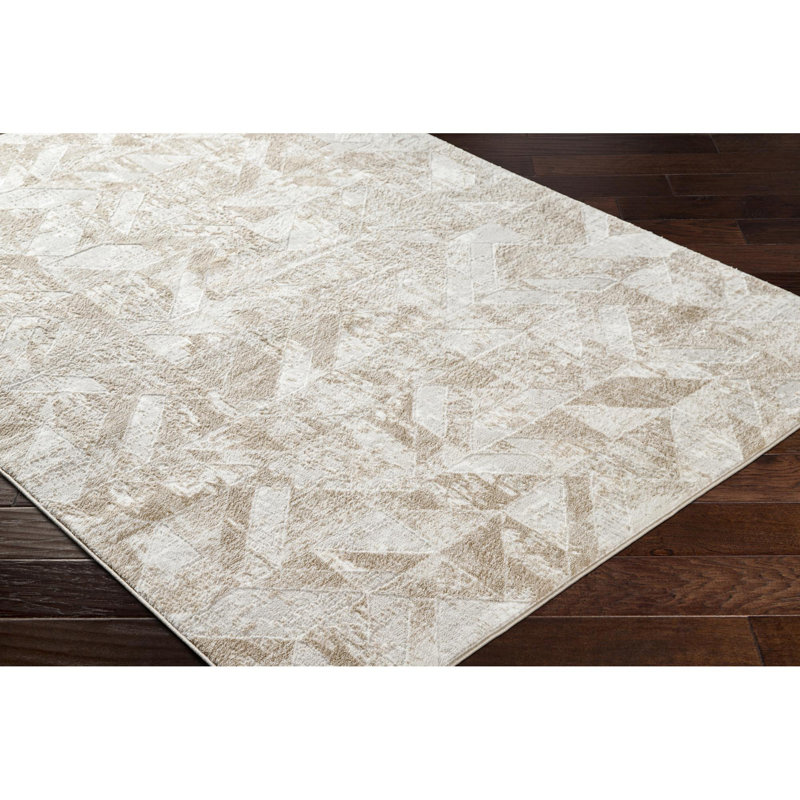 Alejandro Chevron Beige/Gray Area Rug, Rectangle 9' x 12'