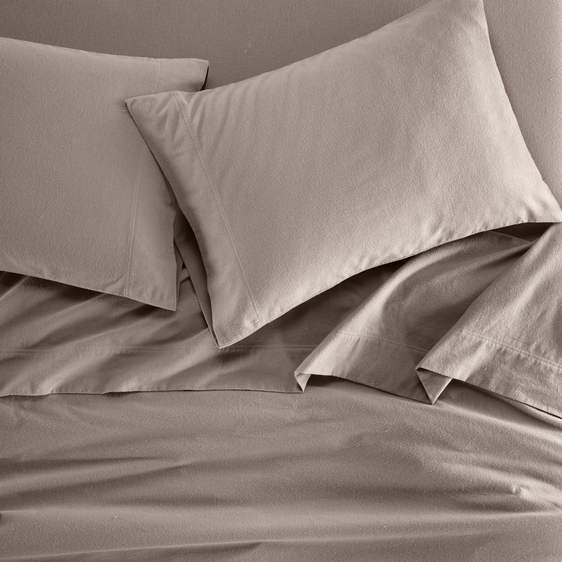 Rome 100% Flannel Cotton Solid Fuzzy Warm Deep Pocket Sheet Set, Twin Sheet Set with 1 Pillowcase, Gray