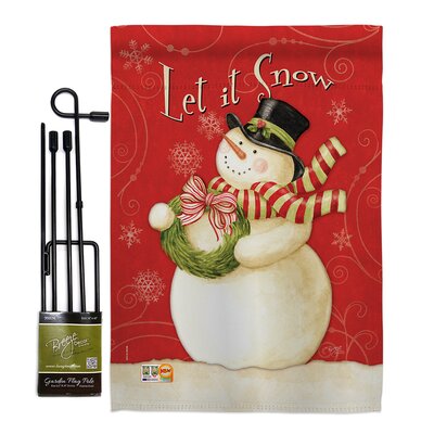 Scarf Snowman Let It Snow Winter Christmas Impressions 2-Sided Polyester 19 x 13 in. Garden Flag -  Breeze Decor, BD-XM-GS-114141-IP-BO-D-US17-AM