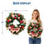 Couronne de Noël pré-illuminée de 61 cm (24 po) avec fleurs de magnolia roses et boules décoratives électroplaquées