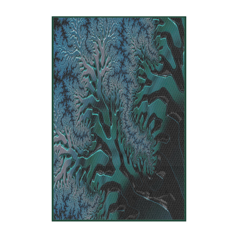 Tapis noir/vert/bleu, Rectangulaire 8 pi x 10 pi