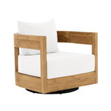 Everlee Outdoor Swivel Armchair, Sunbrella Canvas Granite & Natural FSC Teak