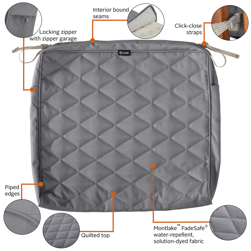 Ayvion Outdoor 3'' Bench Cushion Cover, Gray, 21" W x 19" D