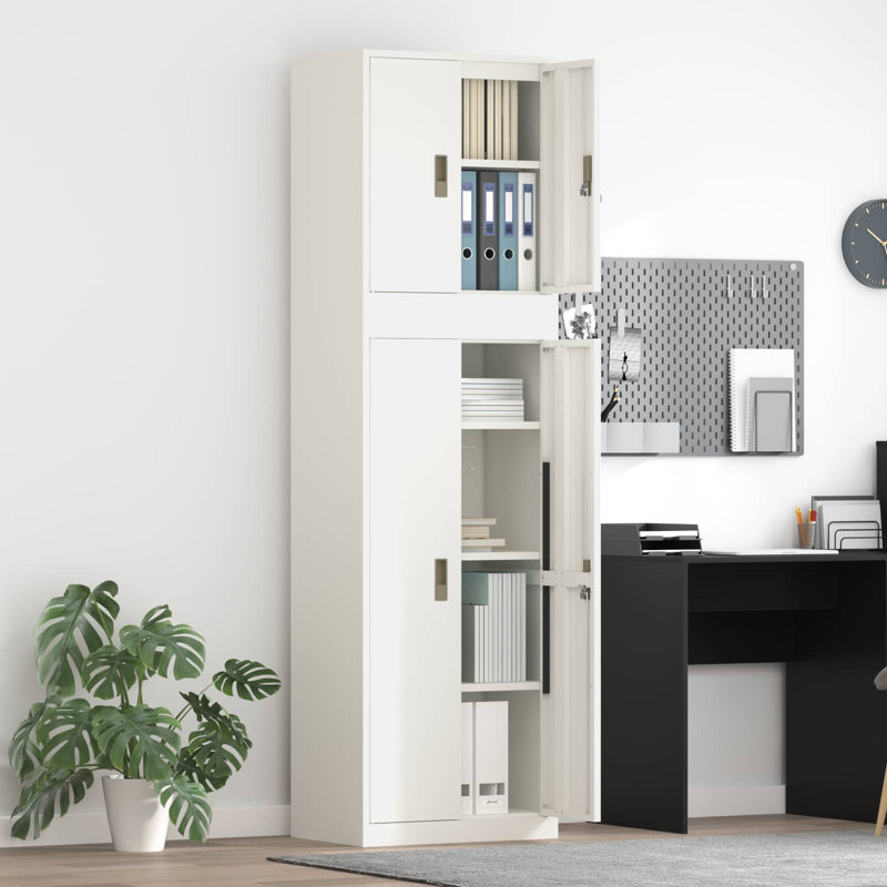 Storage Cabinet Steel Lockable, White