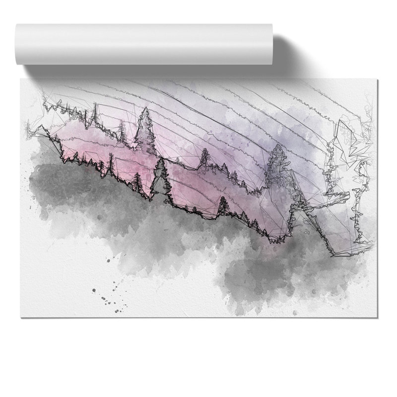 Purple Forest Sketch - Frameless Print, 30cm H x 42cm W x 0.1cm D