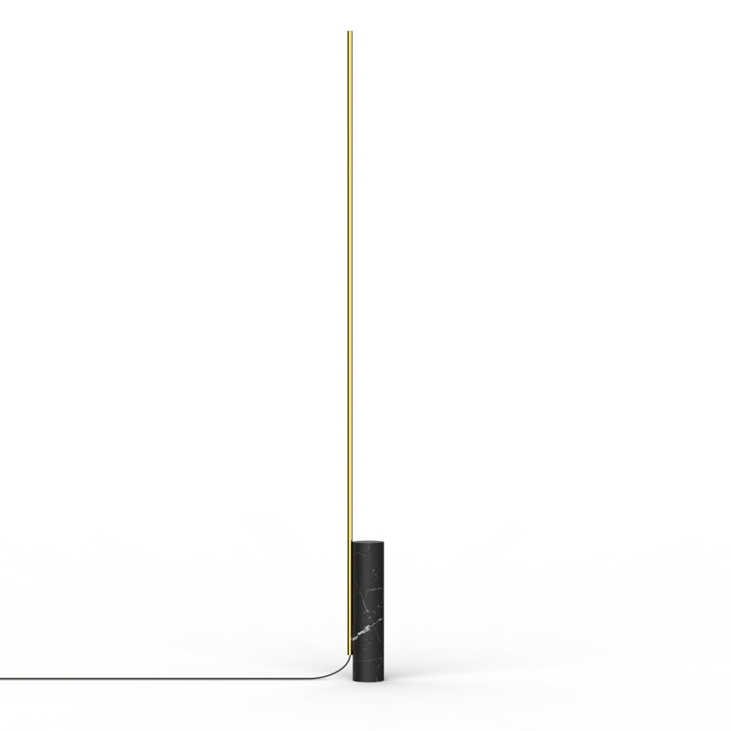 T.O 63" Novelty Floor Lamp, Black Marquina/Brass