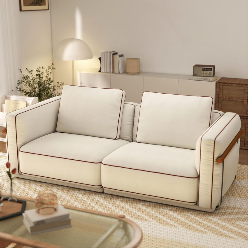 Canapé modulaire modulaire: canapé de luxe 86 pouces avec repose-pieds, coussins de canapé rembourrés à 70%, amovible et lavable, canapé en lin ultra-doux, très grand canapé de salon blanc