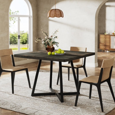 31.5" Industrial Square Dining Table, Small Kitchen Table for 4