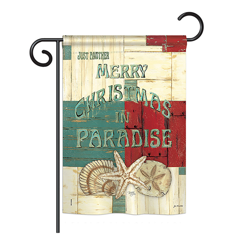 Xmas en paradise winter 2 côtés 19 po x 13 po drapeau de jardin, Polyester, Crème