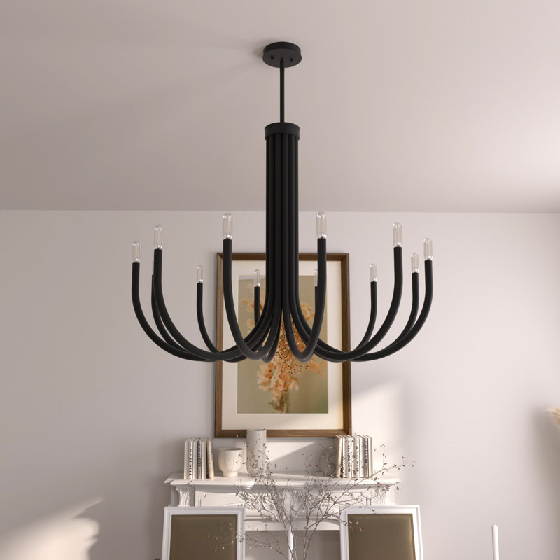 Weekes 12 - Light Steel Dimmable Classic / Traditional Chandelier, Aged Zinc