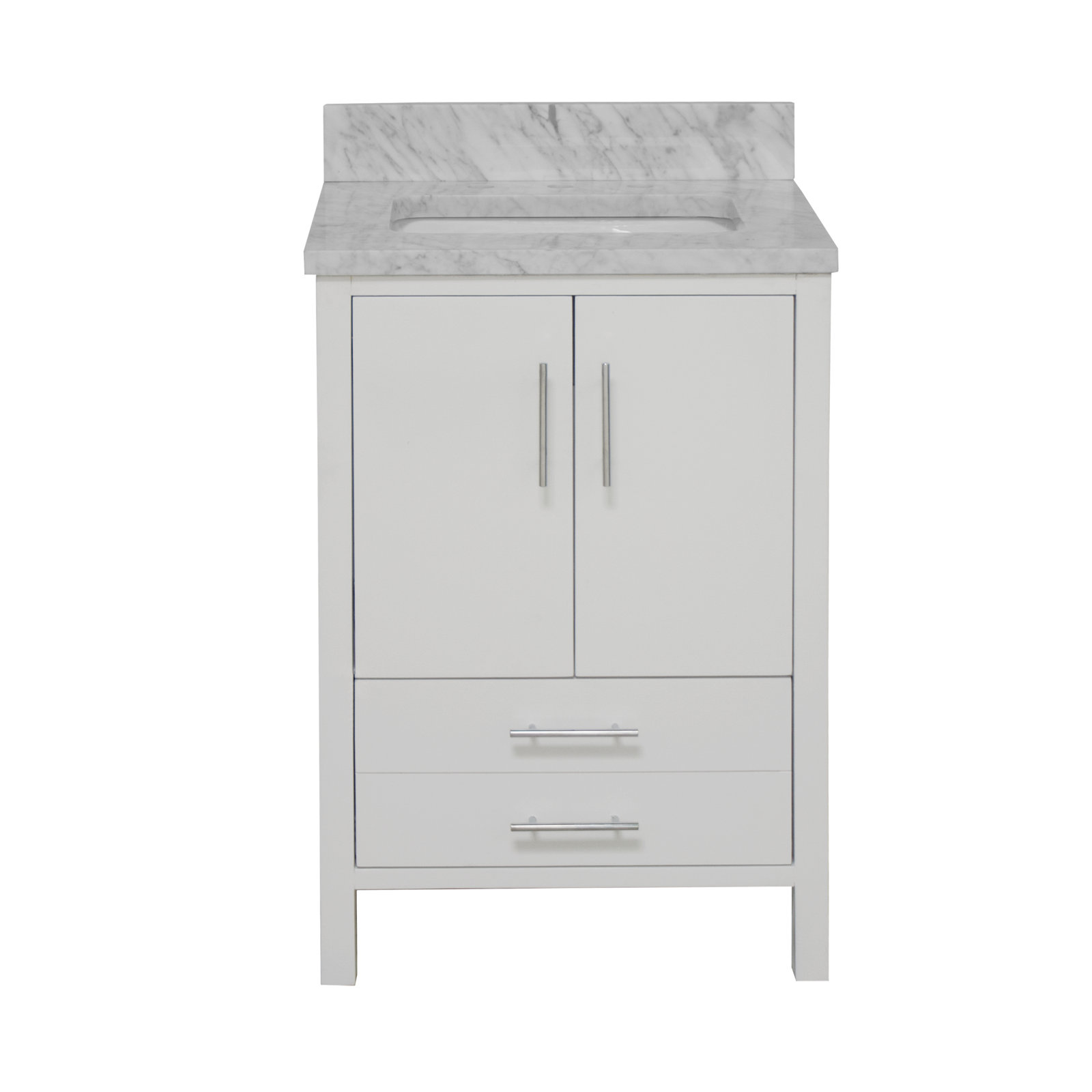Kiara 24" Carrara Marble Single Bathroom Vanity, White, Carrara Marble