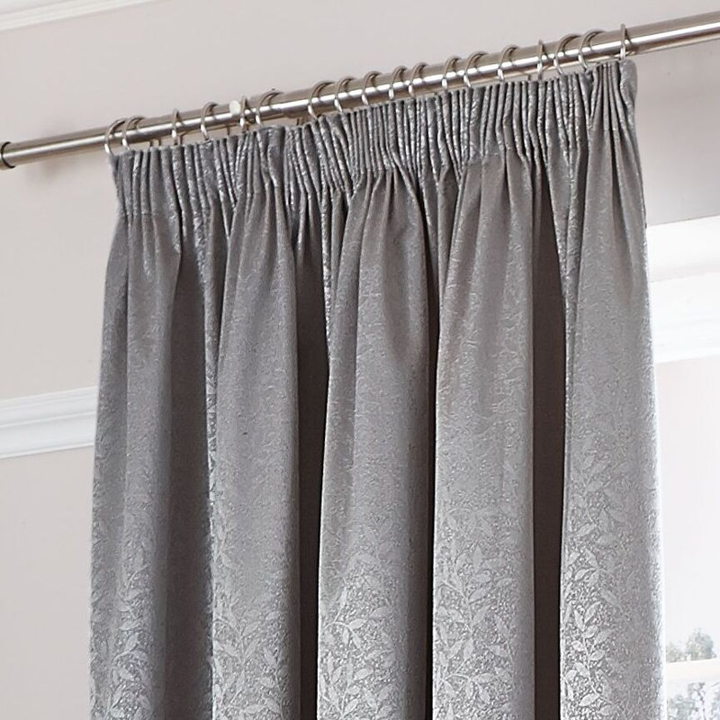 Pencil Pleat Room Darkening Thermal Single Curtain, Width 168cm x Drop 229cm, Silver