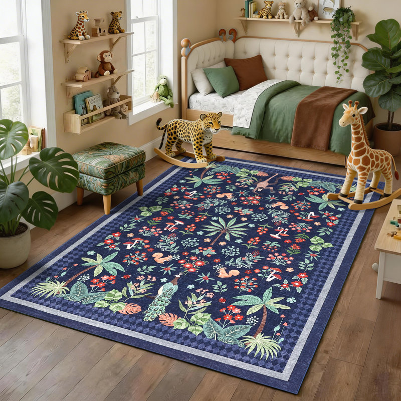 Tapis lavable 8 x 10 po, Bleu / Vert / Rouge, Rectangulaire 8 pi x 10 pi