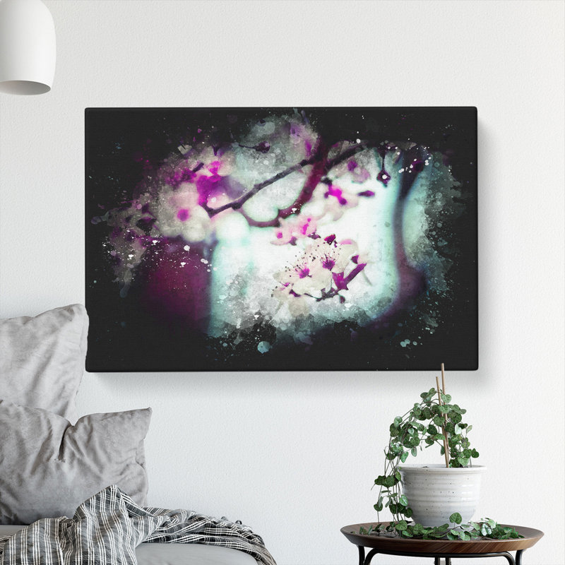 Pink Cherry Blossom Flowers Vol.10 - Wrapped Canvas, 60cm H x 91cm W x 3cm D