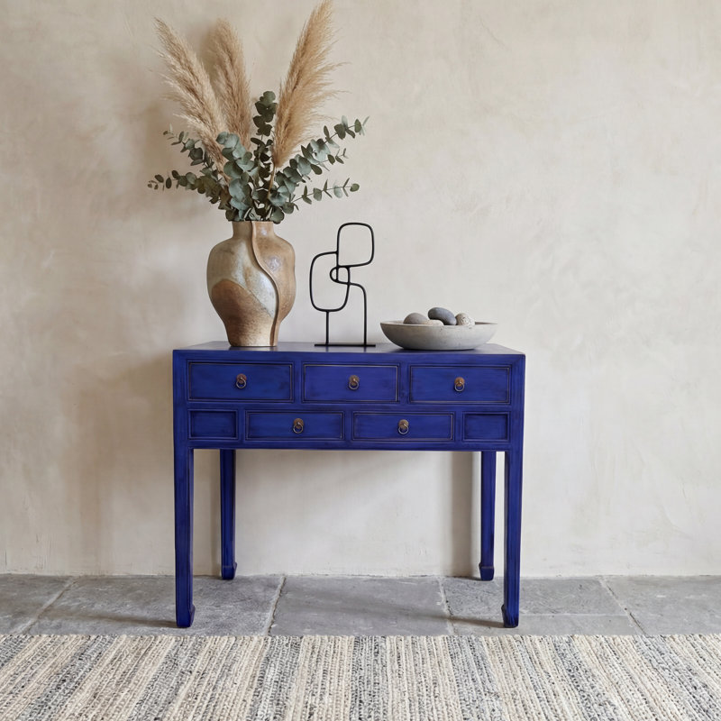 Annegreet 107cm Console Table, Peacock Blue