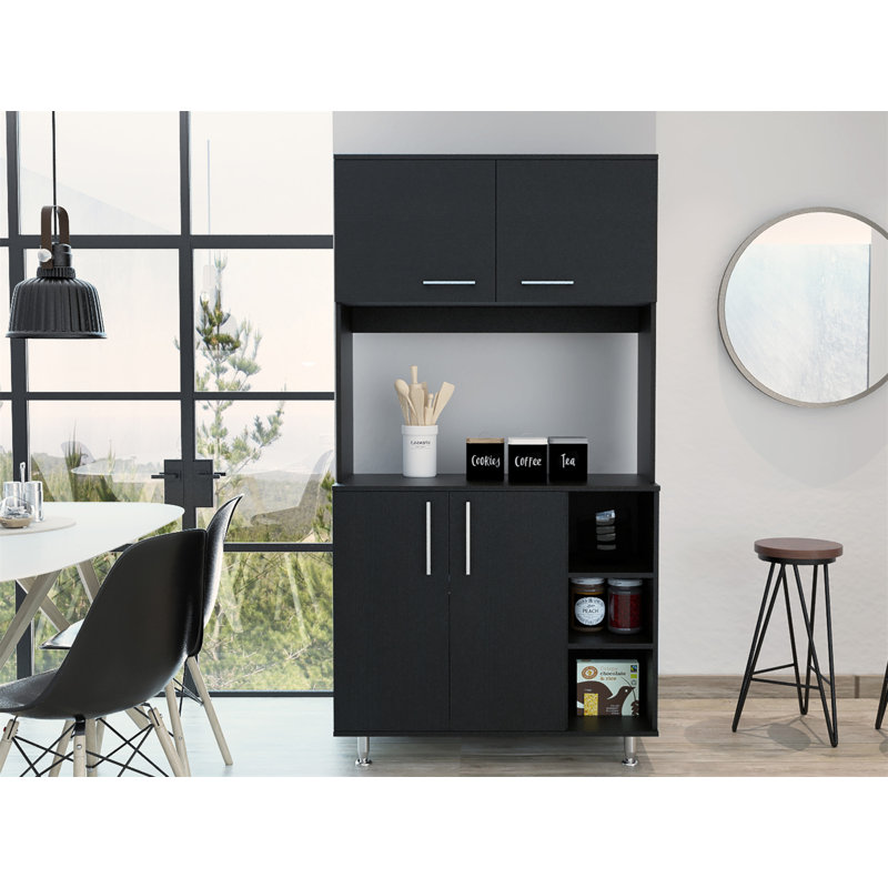 Bayshore 3-Shelf Pantry Cabinet Black Wengue, Black