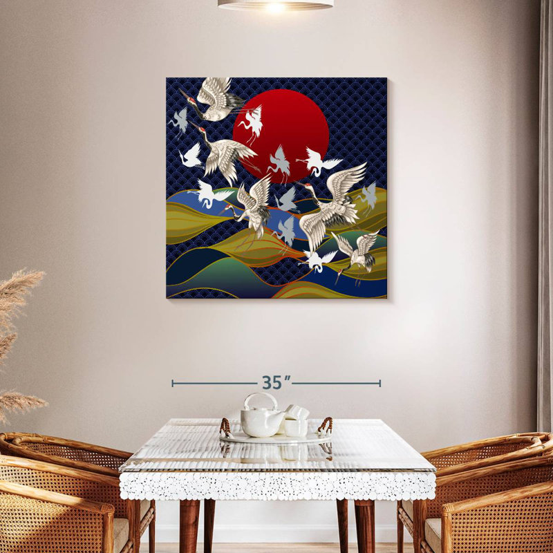 Crowle Japanese Cranes At Sunset, 36" H x 36" W