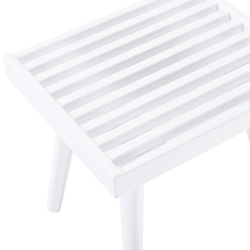 Banc à lattes en bois massif blanc de 19 pouces - ajoute un look contemporain au décor de la maison en blanc