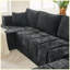 Sectional Sofa 132" No Assembly Required Vacuum Compressed with USB Ports & Cup Holders Chenille for Living Room, Bedroom, Apartment, Office - Black