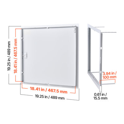 Panneau d'accès pour cloison sèche, porte d'accès en acier galvanisé de 19,2 po x 19,2 po, panneau de service articulé facile à installer avec loquet de tournevis, pour plomberie électrique au plafond, découpe blanche de 18,4 po x 18,4 po