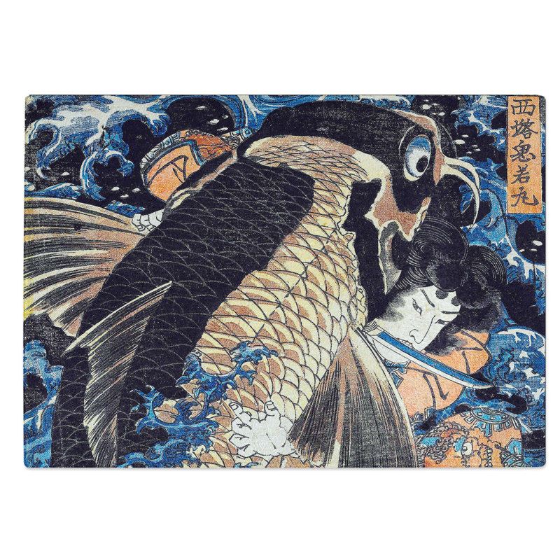 Glass Fighting A Giant Carp by Utagawa Kuniyoshi Chopping Board, 39 cm W x 28.5 cm L
