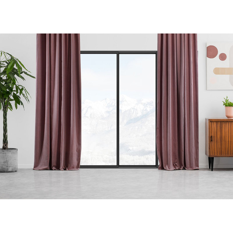 Room Darkening Single Curtain Panel, Rose Pink, 130cm Width x 325cm Drop