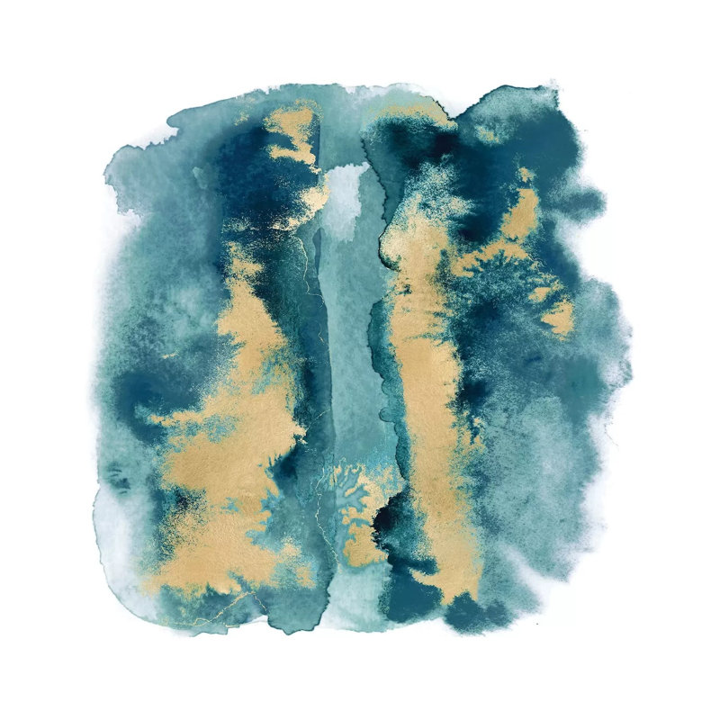 Teal Mist With Gold I by Bella Riley - Wrapped Canvas Painting, 93.98cm H x 93.98cm W x 1.91cm D
