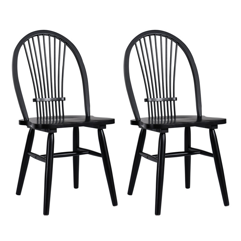 Chaises de salle à manger de style ferme en bois massif à dossier Windsor de 20 po de largeur Huggins