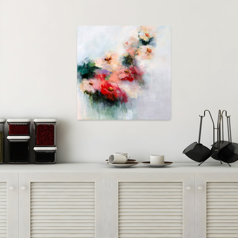 Fleurs abstraites de May, art contemporain, H 18 po x l 18 po
