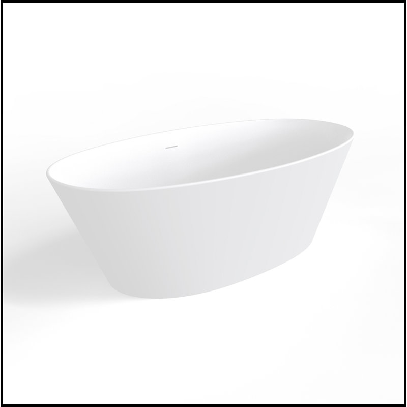 Baignoire de trempage autoportante à surface solide de 66,9 pouces, blanc mat, ergonomique et durable pour les salles de bain modernes