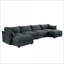 Canapé modulaire 4 places avec 2 repose-pieds, canapé modulaire en chenille gris ardoise avec rangement | Gris ardoise | Chenille-864573787