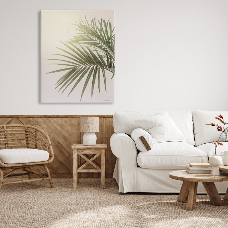 «Minimal Palm Leaves Sunlit Tropical House Plant» par Jennifer Rigsby - Photographie de cadre flottant sur toile