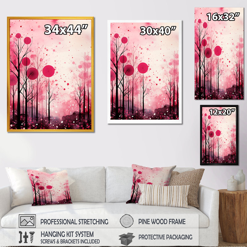 Abstrait rose rayonnant, Beautés rayonnantes - Renoncule, art mural, Cadre flottant brun, H 60 po x l 28 po