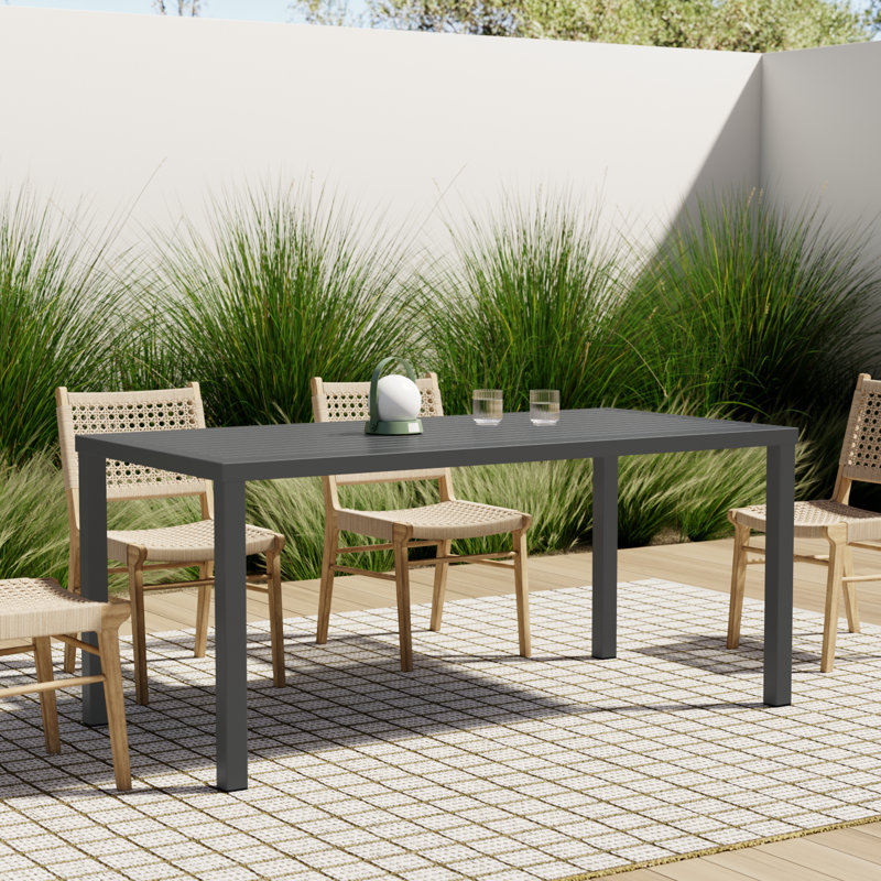 Ottie Rectangular Metal Outdoor Dining Table , 71'' in. W 35'' in. D, Gray