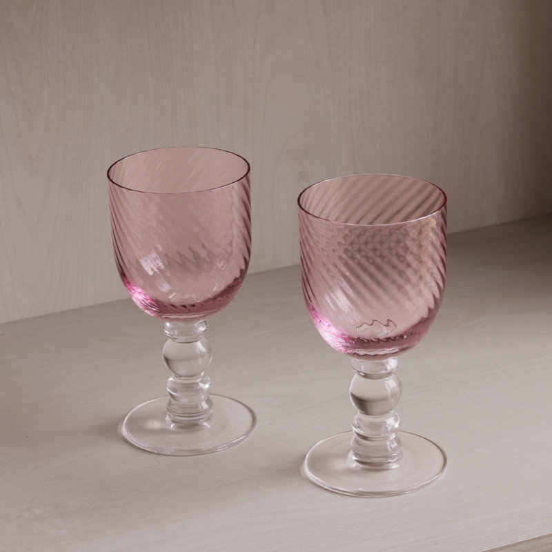 Glass Wine Glass, Pink