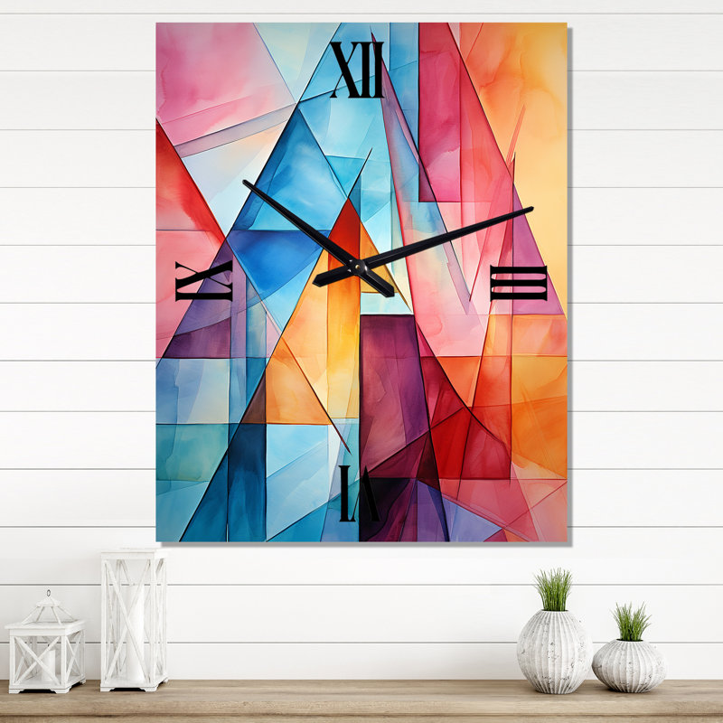 Glam Orange Beige Collage I - Horloges murales tendance, Grand
