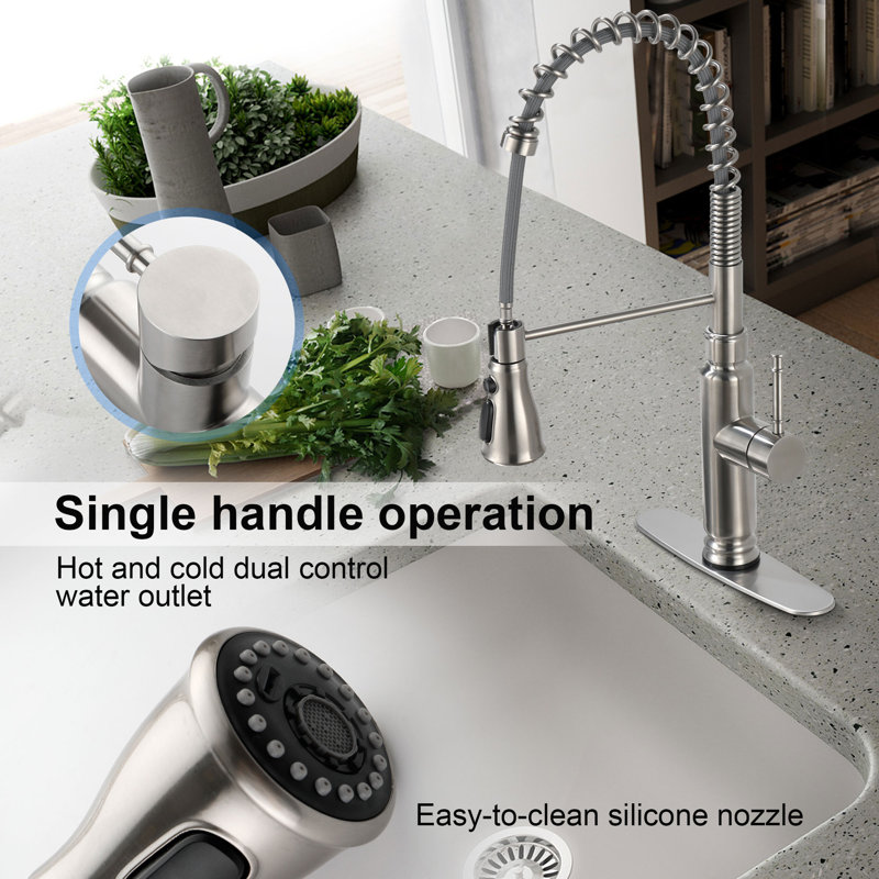 Interbath Pull Down Kitchen Faucet, Brushed Nickel