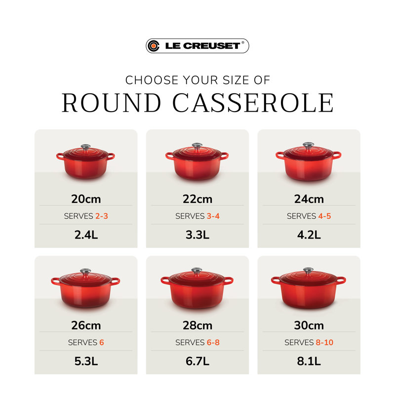 Le Creuset Cast Iron Round Casserole, 24cm / 4.2L, Sea Salt