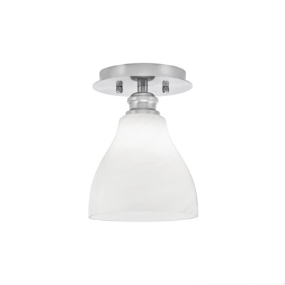 Edge 1 Light Semi-Flush With 6.25" White Marble Glass