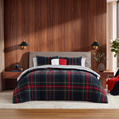 Ensemble d'édredon réversible bleu tartan Tommy Hilfiger Devon