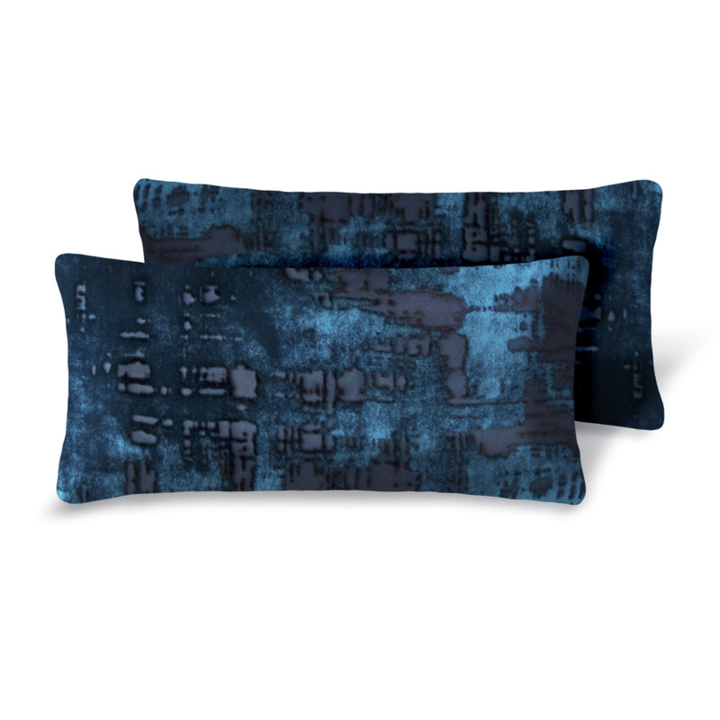 Brushstroke Mini Rectanlge Pillow Cover & Insert (Set of 2), Cobalt Black