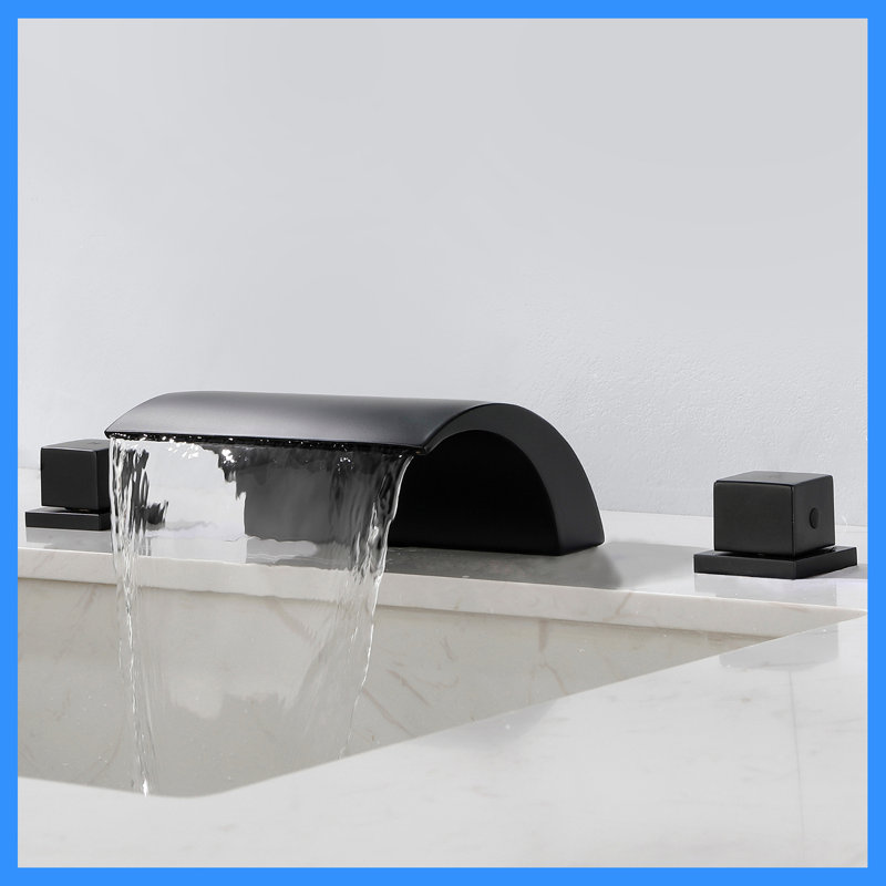 Deck Waterfall Faucet with Diverter, Black