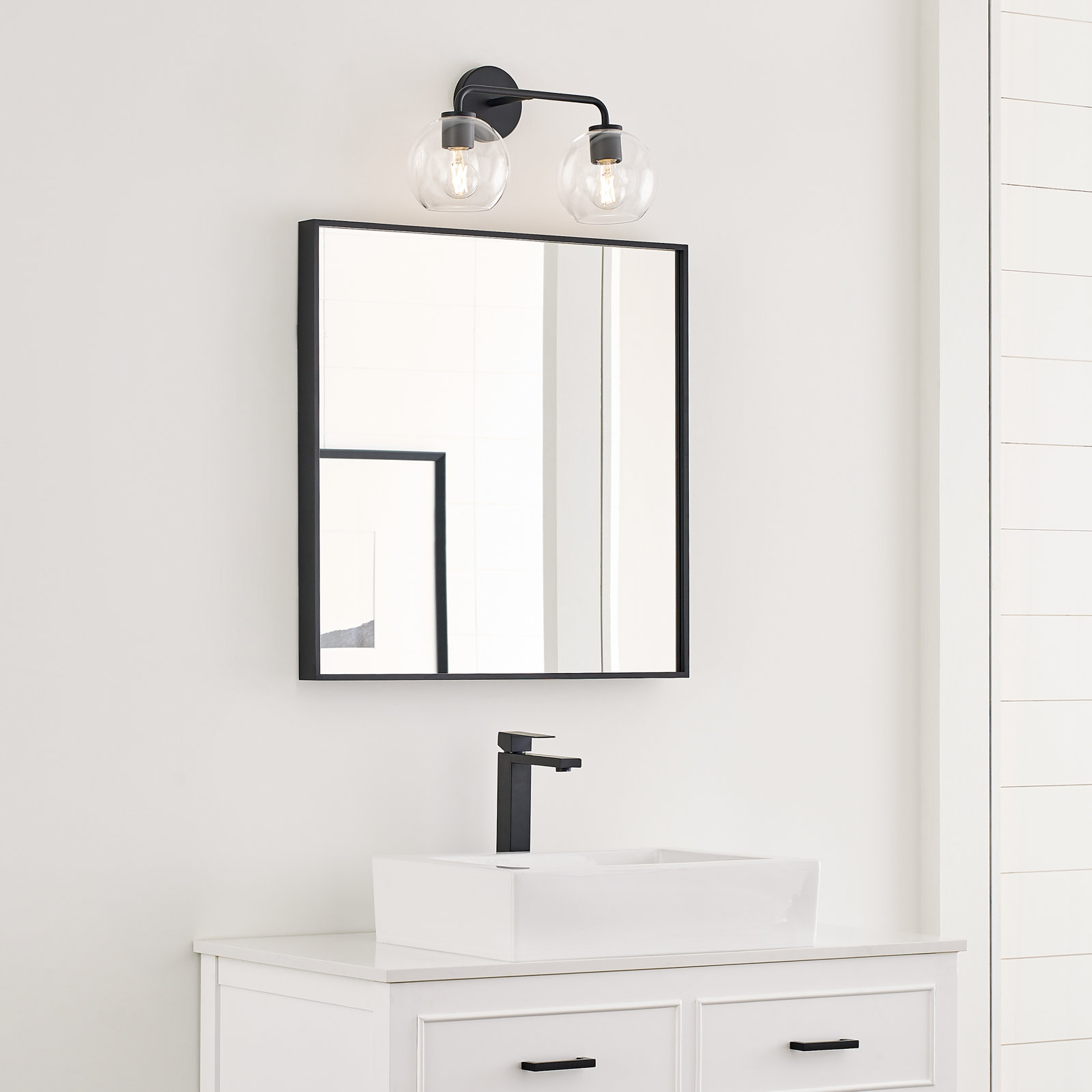 Childerley 2-Light Vanity Light, Midnight Black, Clear