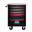 Chariot à outils en métal 5 roulettes pour garage - Chariot d'atelier 5 tiroirs noir et rouge avec rangement en acier inoxydable