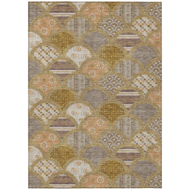 Machine Washable Indoor/Outdoor Chantille ACN2863 Americana Rug, Walnut, 5' x 7'6"