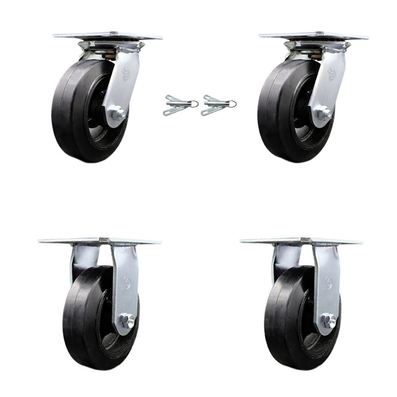 4 Piece Rubber on Steel Caster Set