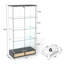 Vitrine moderne en verre avec lumières DEL, tablettes trempées et tiroirs sécurisés pour un rangement élégant.-122751275