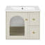 Ensemble de meuble-lavabo mural 24 po pour petit espace, armoire de salle de bain avec lavabo en céramique, 2 tiroirs et 1 porte à fermeture en douceur-115898405