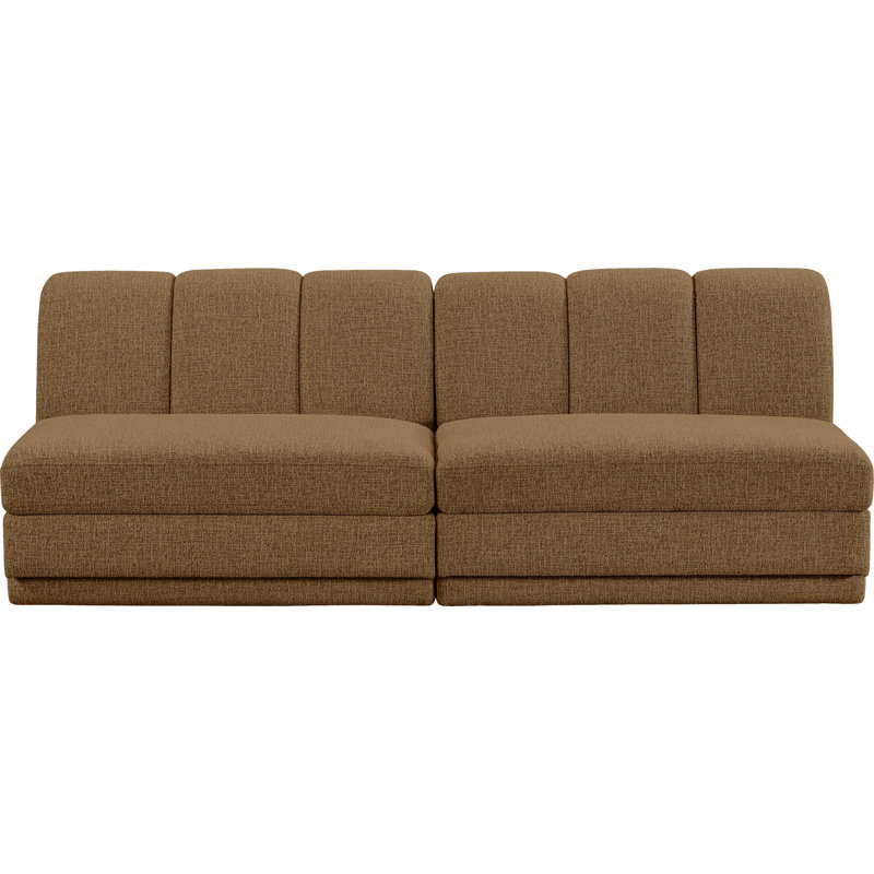 Tissu Chiquita rembourré 2 pièces Canapé modulaire, Tissu brun